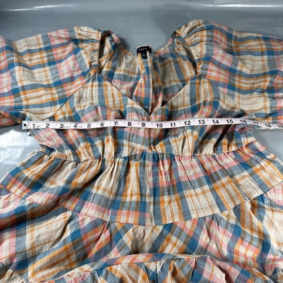 Drew Anthropologie Babydoll Dress Women Prairie Windowpane Plaid Cottagecore - Picture 10 of 16